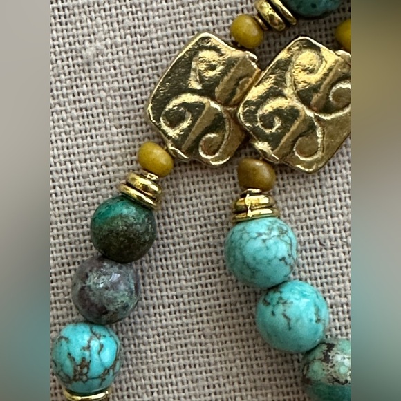 24 inch African inspired Colorful brass bead necklace NWOT - Picture 4 of 13